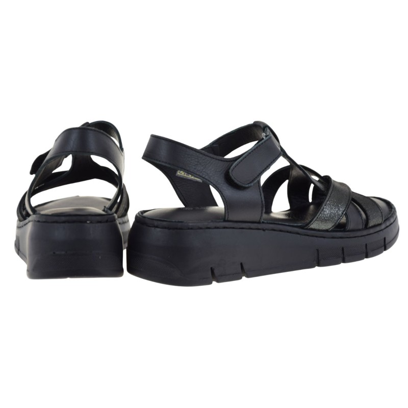 Sandały damskie skórzane czarne VACARRO 01623-11 wygodne na koturnie (3).jpg