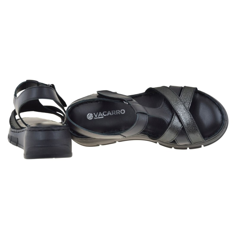 Sandały damskie skórzane czarne VACARRO 01623-11 wygodne na koturnie (4).jpg