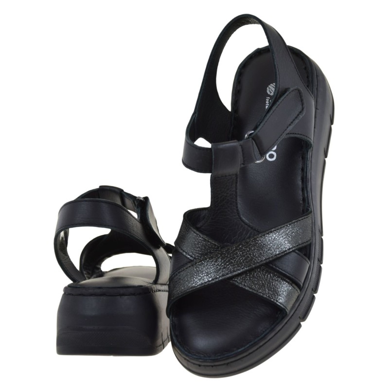 Sandały damskie skórzane czarne VACARRO 01623-11 wygodne na koturnie (5).jpg