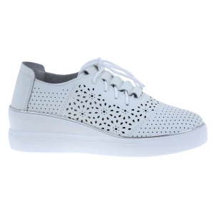 Półbuty damskie białe skórzane ażurowe na koturnie ARTIKER 48C1532