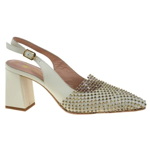 Beżowe czółenka damskie slingback na słupku skórzane VACARRO 94 7836