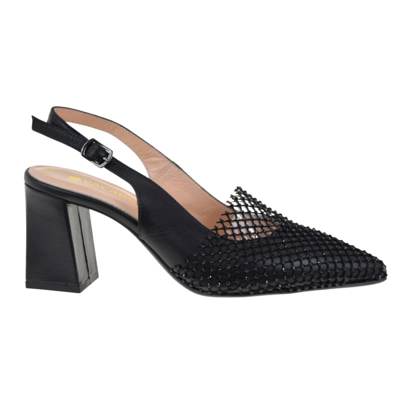 Czarne czółenka damskie slingback skórzane na słupku z siatką i cyrkoniami VACARRO 94 7836 (1).jpg