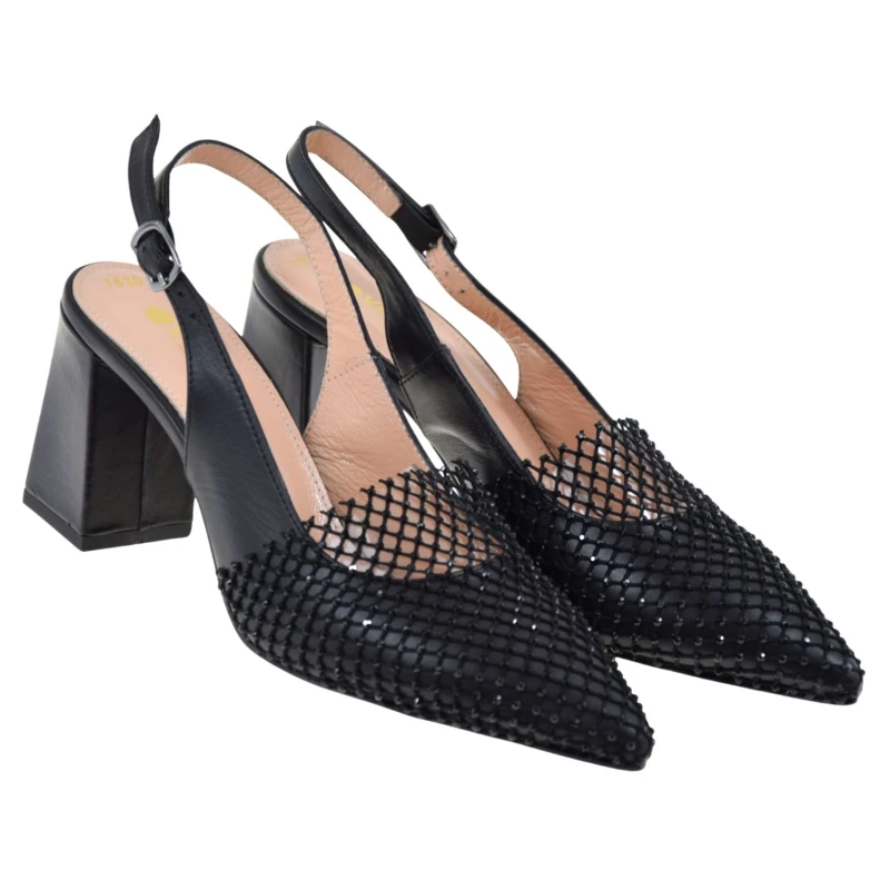 Czarne czółenka damskie slingback skórzane na słupku z siatką i cyrkoniami VACARRO 94 7836 (2).jpg