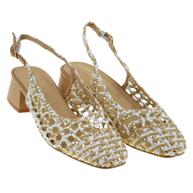 Ażurowe czółenka z odkrytą piętą złoto-białe beżowe S.BARSKI SR61-0100 (2).jpg