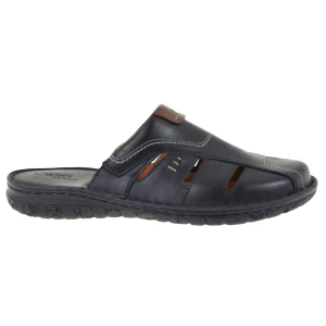 Klapki męskie skórzane czarne wsuwane na lato do pracy LEMI 601