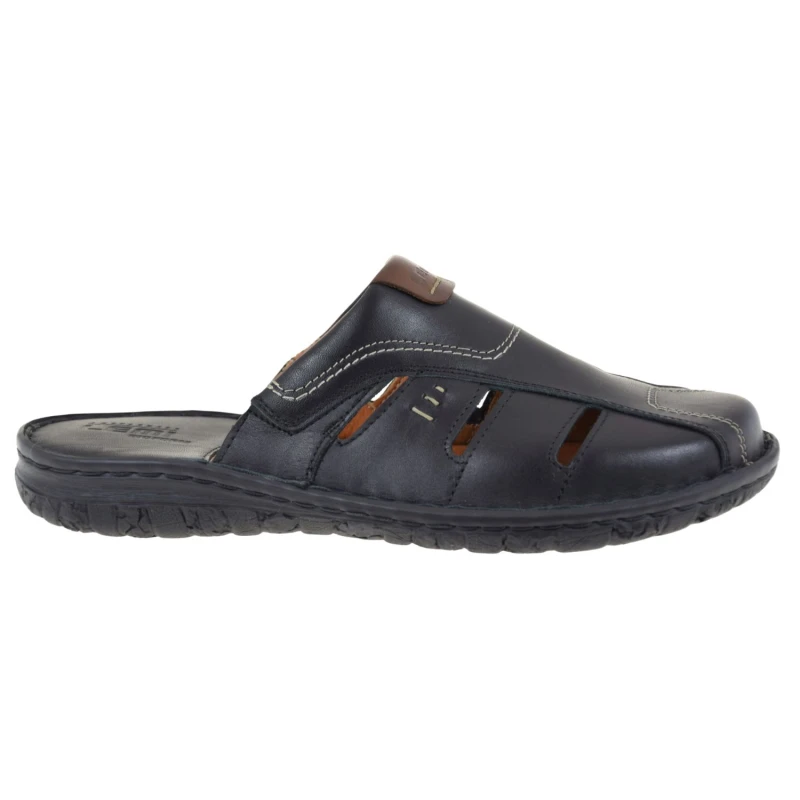 Czarne klapki męskie skórzane wsuwane na płaskiej podeszwie LEMI 601 (1).jpg