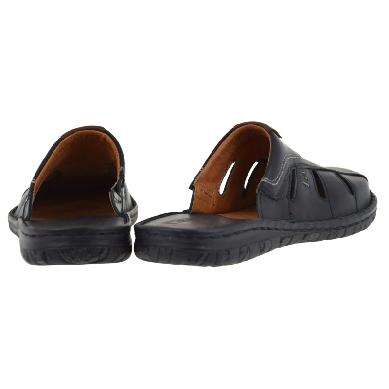 Czarne klapki męskie skórzane wsuwane na płaskiej podeszwie LEMI 601 (3).jpg