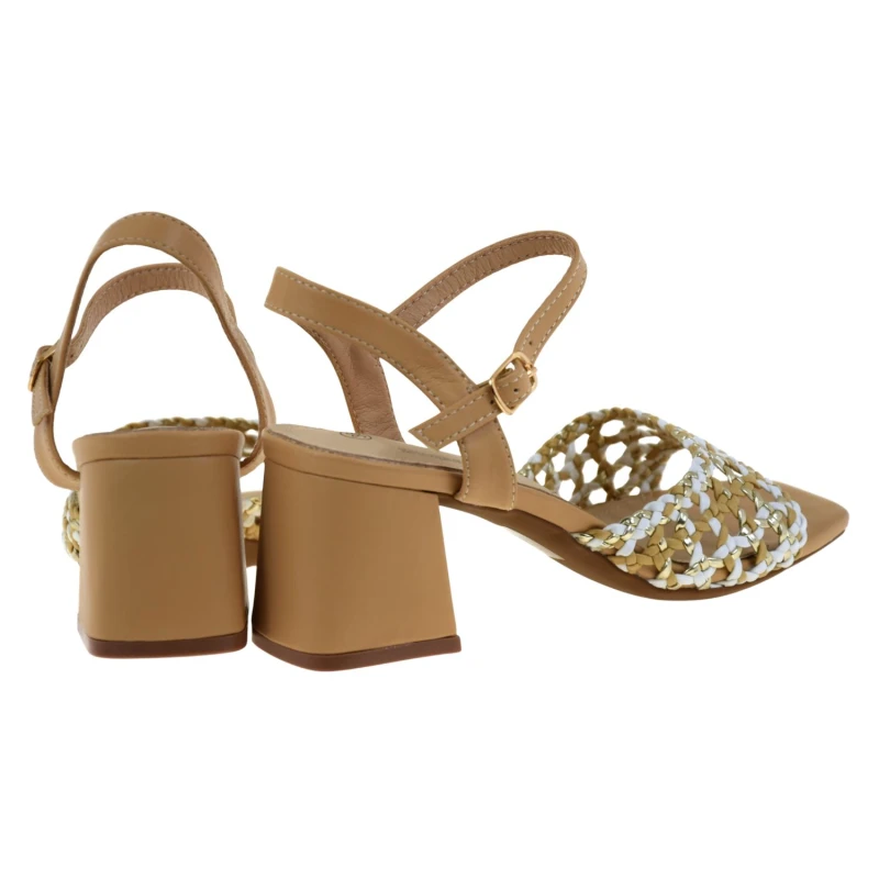 Beżowo-złote sandały damskie na słupku z plecionym przodem S.BARSKI SR61-0101 (3).jpg