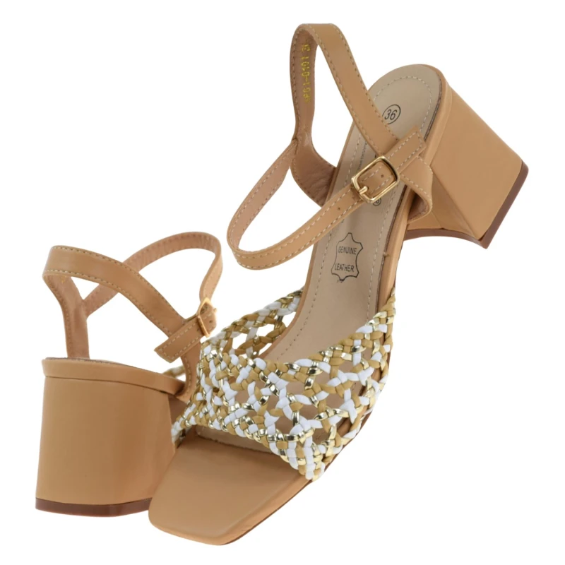 Beżowo-złote sandały damskie na słupku z plecionym przodem S.BARSKI SR61-0101 (5).jpg