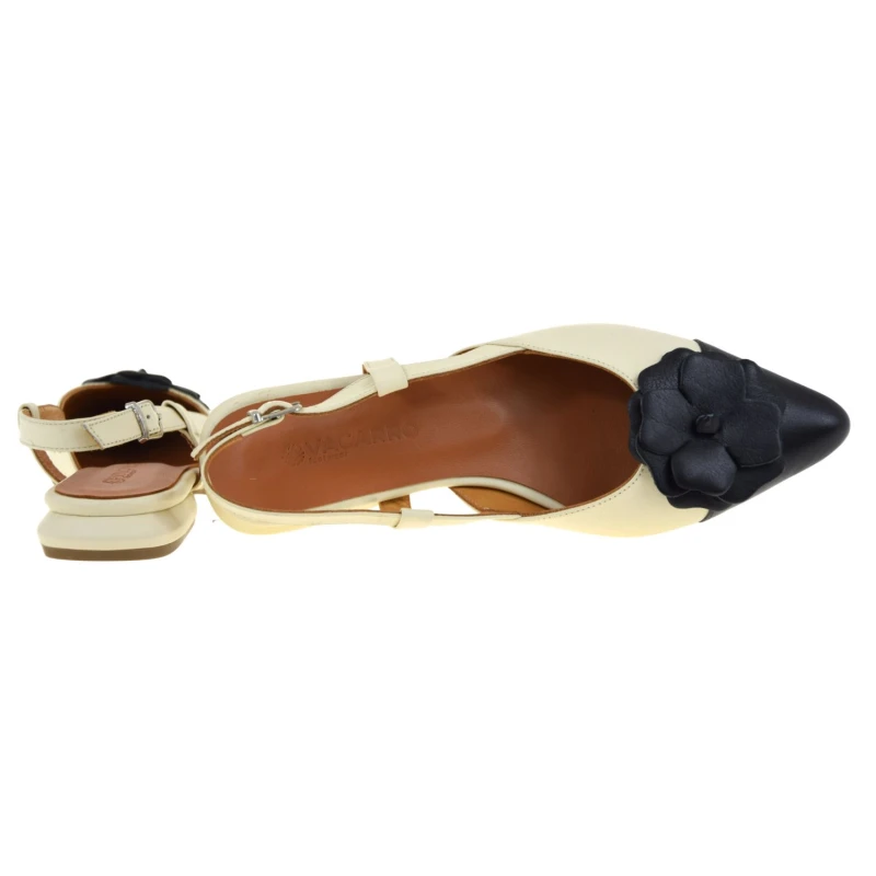 Beżowo-czarne czółenka slingback damskie VACARRO 269-010 z kwiatem 3D (4).jpg