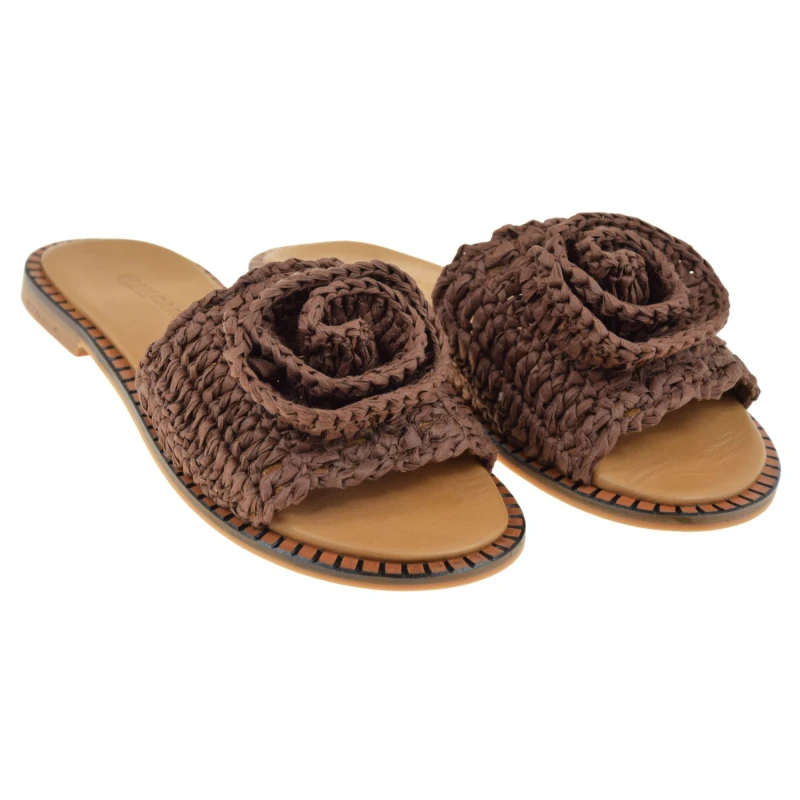 brązowe klapki damskie VACARRO 38 11 z kwiatem 3D eleganckie wsuwane na lato (2).jpg