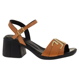 Sandały damskie skórzane brązowe wygodne na słupku VACARRO 138-221