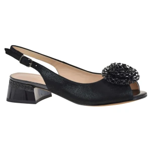 Eleganckie sandały damskie skórzane czarne wygodne S.BARSKI CR61-3030