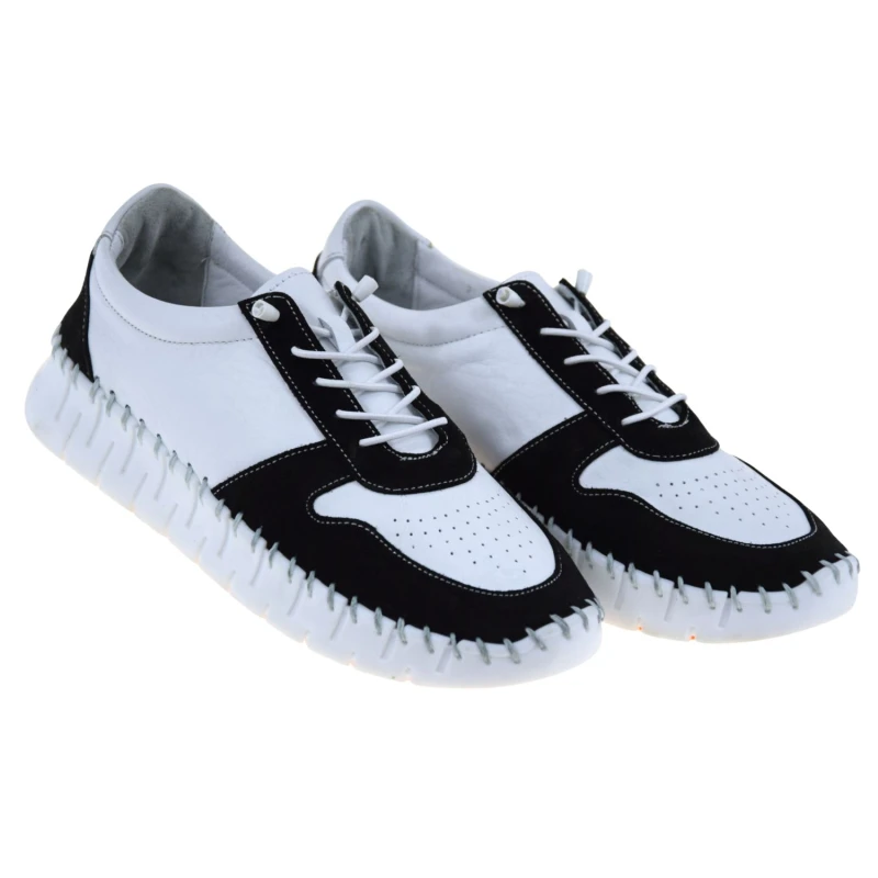 Półbuty damskie skórzane biało-czarne VACARRO NY.2140 na platformie (2).jpg