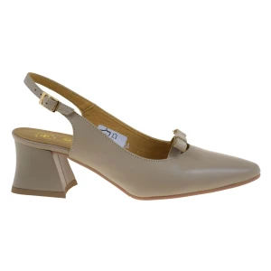 Beżowe czółenka damskie slingback skórzane na słupku 6 cm Góral 2186