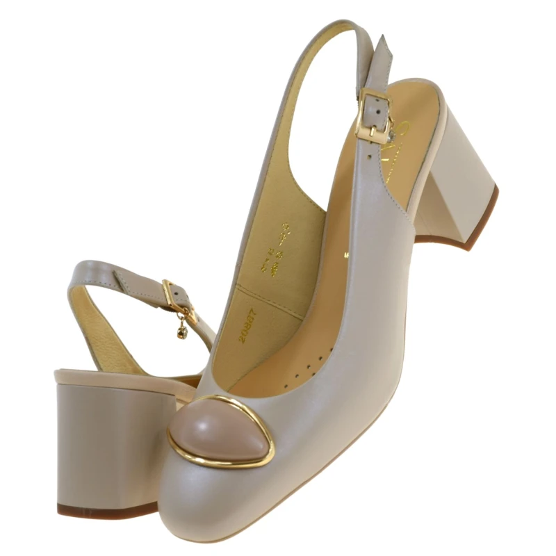 Beżowe czółenka damskie slingback SALA 20887 skórzane z odkrytą piętą (4).jpg