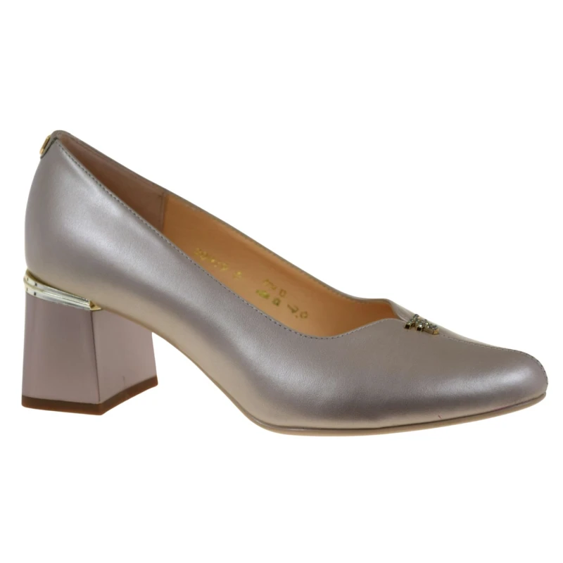 Eleganckie czółenka damskie skórzane SALA 20919 złoto-miedziane na słupku 6 cm (1).jpg