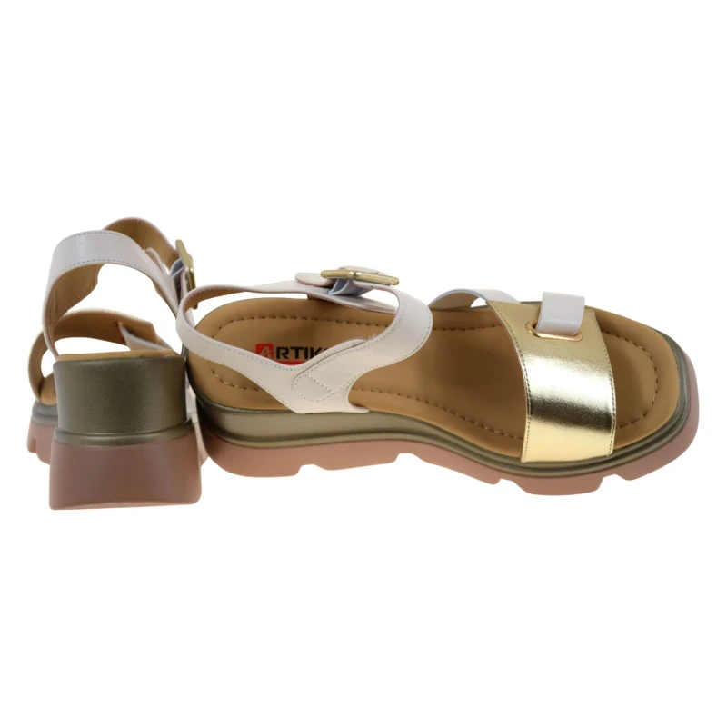 Eleganckie sandały damskie ARTIKER 58C0312 złote beżowe skórzane na koturnie (4).jpg