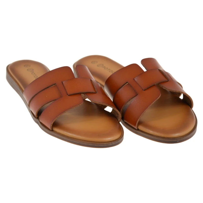 Brązowe klapki damskie POTOCKI lekkie modne klapki z odkrytymi palcami (2).jpg