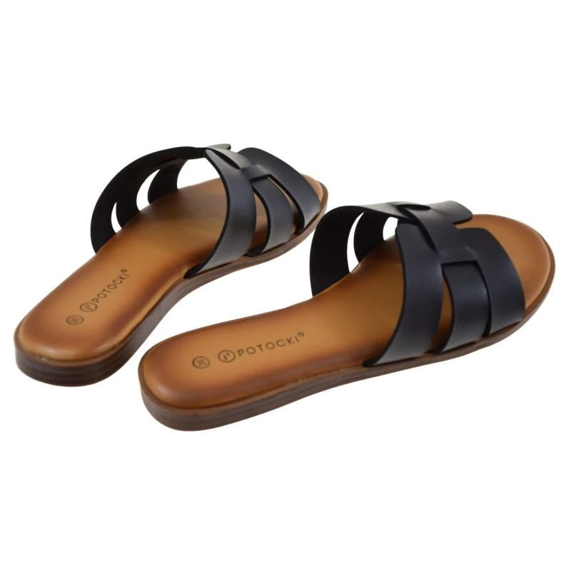 czarne klapki damskie POTOCKI 26-30303BK wygodne wsuwane na lato (3).jpg