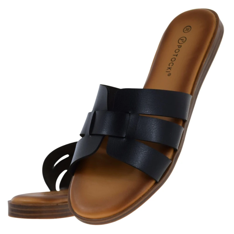 czarne klapki damskie POTOCKI 26-30303BK wygodne wsuwane na lato (5).jpg