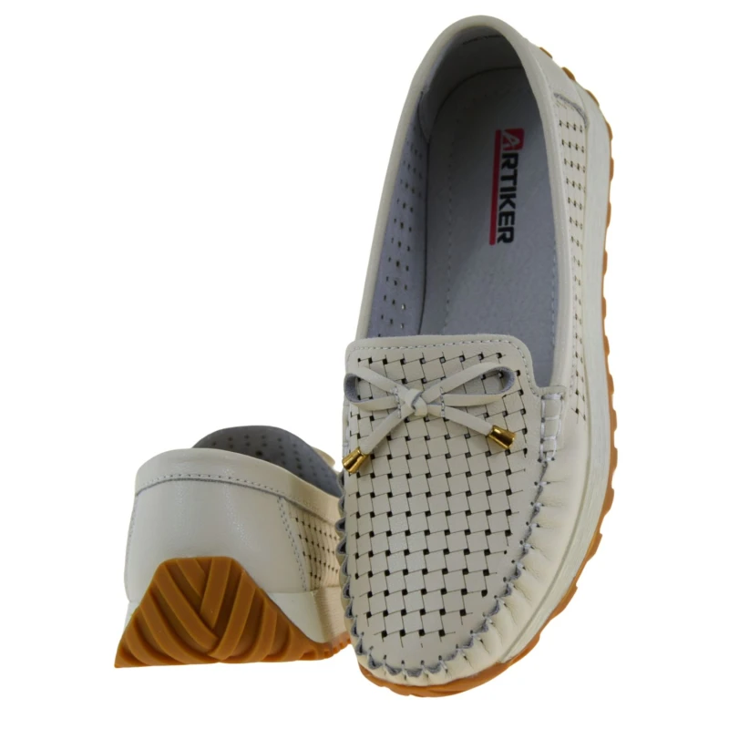 beżowe mokasyny damskie ARTIKER 56C1852 skórzane ażurowe lordsy z kokardką (5).jpg