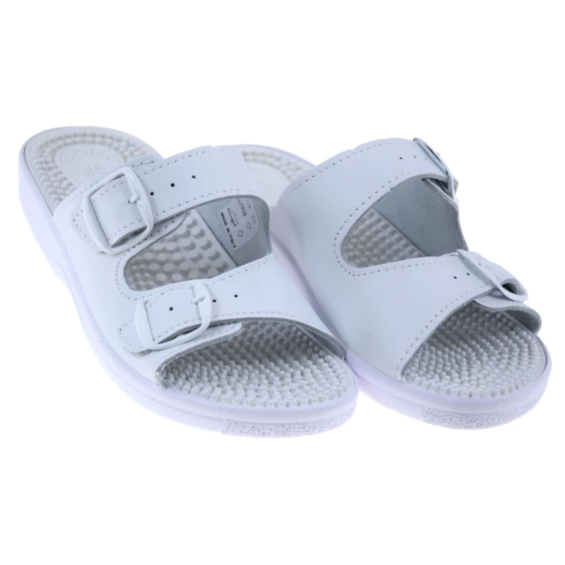 Białe klapki damskie skórzane medyczne COMFOOTY NADIA z masującymi kolcami (2).jpg