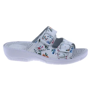  Klapki damskie skórzane medyczne białe fakirki masujące COMFOOTY NADIA