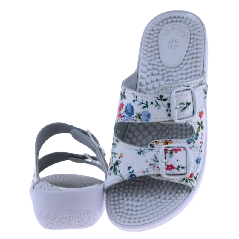 Białe klapki damskie skórzane COMFOOTY NADIA, medyczne fakirki na koturnie z regulacją (5).jpg