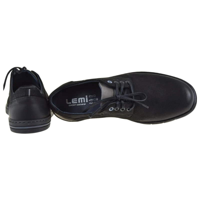 Czarne półbuty męskie skórzane nubukowe LEMI 940 casual sznurowane (4).jpg