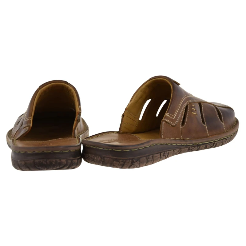 Brązowe klapki męskie ze skóry naturalnej LEMI 601 ażurowe na lato (3).jpg