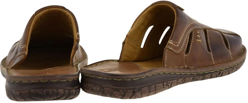 Męskie klapki skórzane brązowe LEMI 601 wsuwane na płaskiej podeszwie (3).jpg