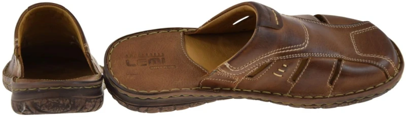 Męskie klapki skórzane brązowe LEMI 601 wsuwane na płaskiej podeszwie (4).jpg