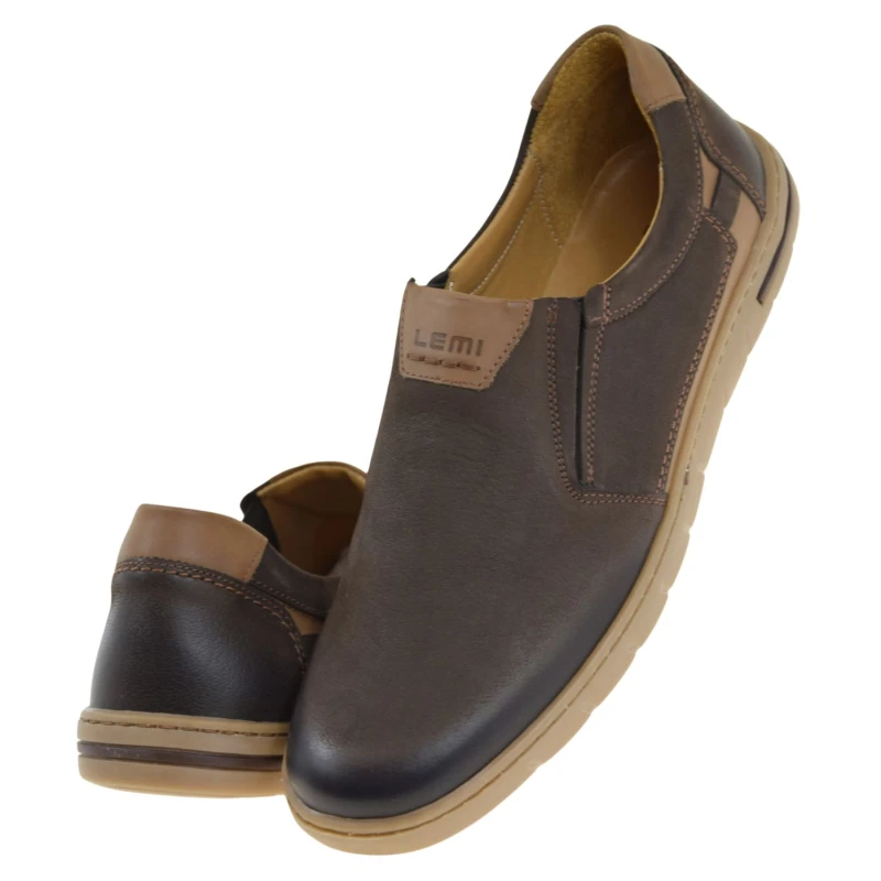 Brązowe mokasyny męskie LEMI 942 ze skóry nubukowej z elastycznymi gumami w podbiciu (5).jpg