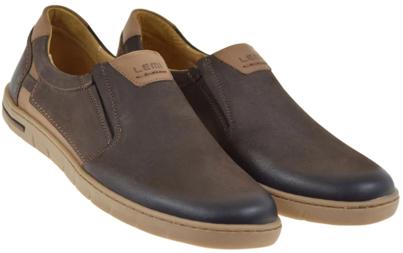 Mokasyny męskie skórzane brązowe LEMI 942 wsuwane półbuty z naturalnego nubuku (2).jpg