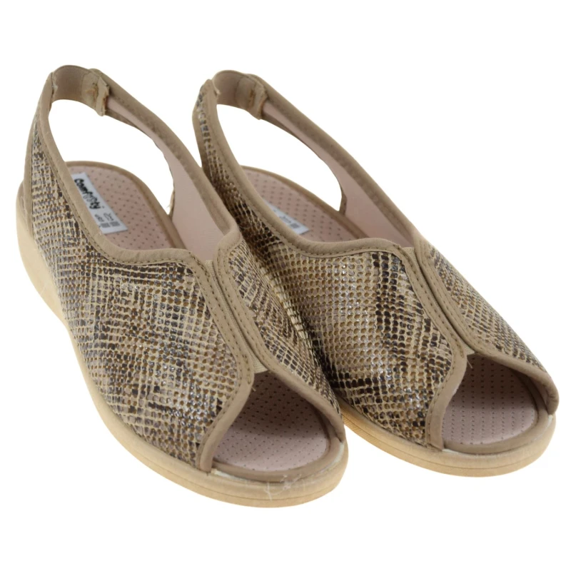 Sandały damskie na haluksy COMFOOTY 26867 brązowe na koturnie, lekkie i wygodne na wrażliwe stopy (3).jpg