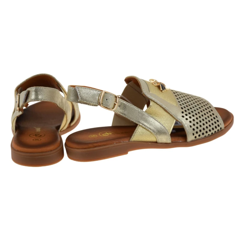 Eleganckie złote sandały damskie CAMBELL 26-19396GD z naturalnej skóry na lato, wesele i komunię (3).jpg