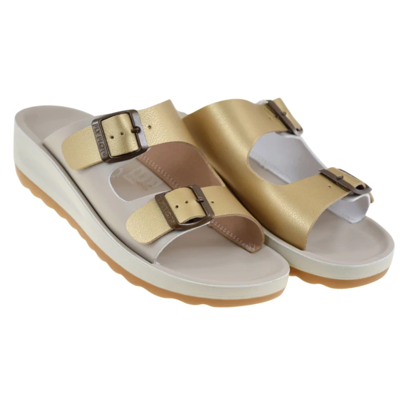 Klapki damskie FLY FLOT 42 G64 ZZ beżowo-złote na koturnie 3 cm (2).jpg