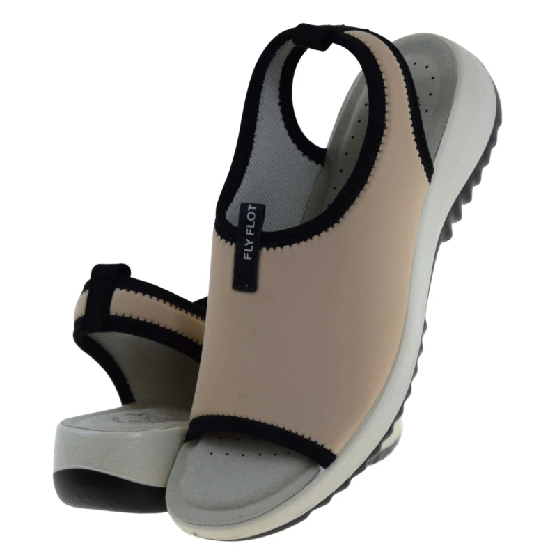 Beżowe sandały damskie FLY FLOT 57 H87 LA z elastycznej lycry na haluksy i wrażliwe stopy (5).jpg