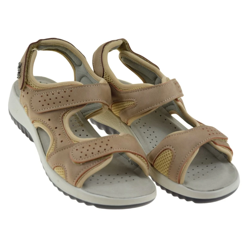 Beżowe sandały damskie FLY FLOT 57 F37 KA na rzepy skóra ekologiczna lekkie wygodne na lato (2).jpg