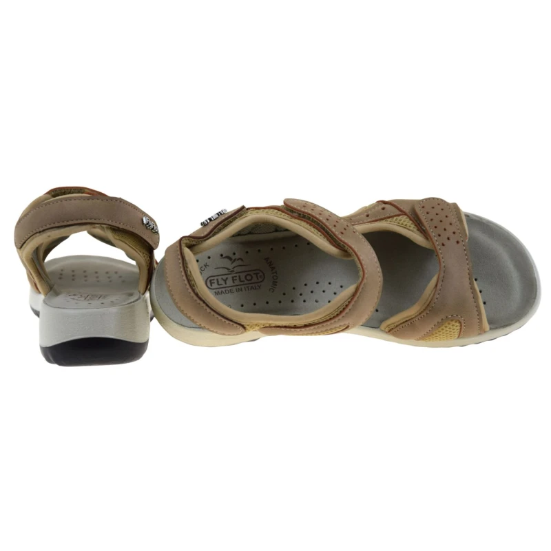 Beżowe sandały damskie FLY FLOT 57 F37 KA na rzepy skóra ekologiczna lekkie wygodne na lato (4).jpg