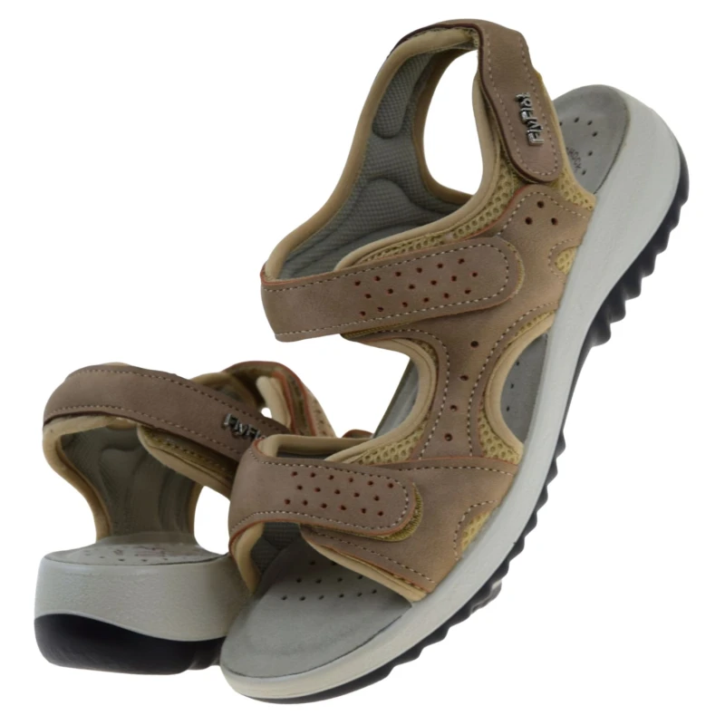 Beżowe sandały damskie FLY FLOT 57 F37 KA na rzepy skóra ekologiczna lekkie wygodne na lato (5).jpg