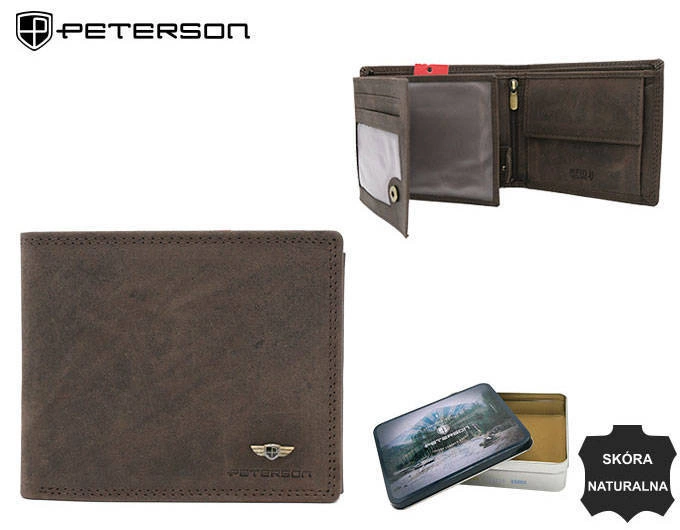 Portfel skórzany męski Peterson PTN N992-CHM-M Brown brązowy RFID z pudełkiem (3).webp