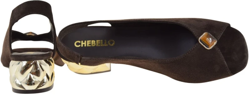 Eleganckie sandały damskie skórzane CHeBello 5055 brązowe zamszowe na niskim obcasie 4 cm (4).jpg
