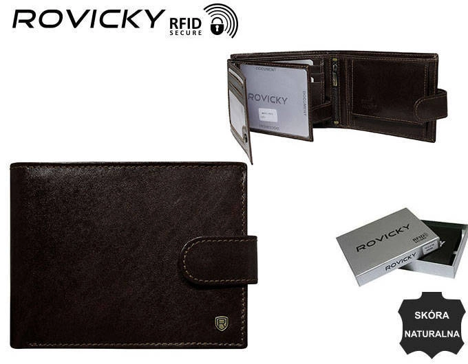 Portfel męski skórzany RFID Rovicky N61L-RVT-3203 brązowy z naturalnej skóry (3).webp