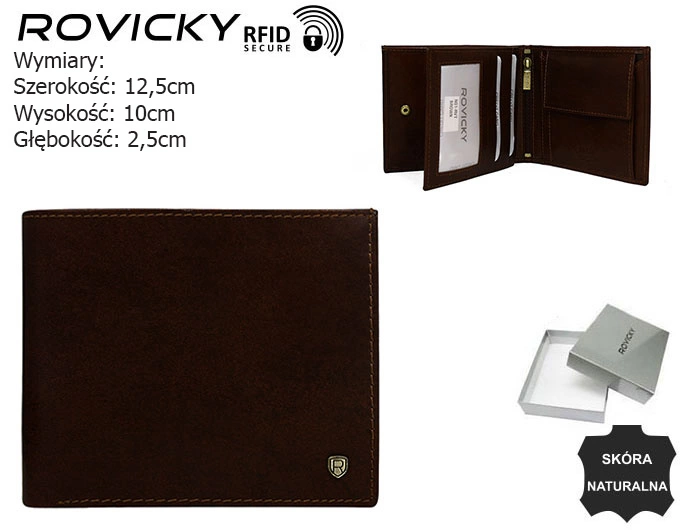 Portfel męski skórzany Rovicky N01-RVT-3173 D.BROWN brązowy z RFID i pudełkiem prezentowym (6).webp