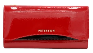 Portfel damski skórzany RFID czerwony | Peterson PTN BC-415-1605