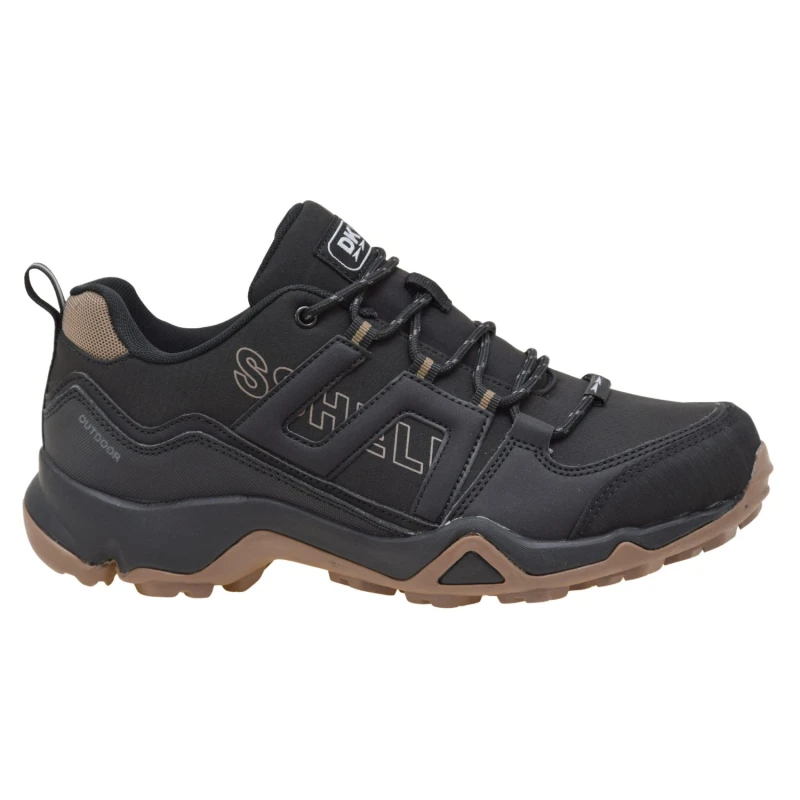 Lekkie buty trekkingowe męskie DK softshell czarne, sznurowane sneakersy outdoor na spacer i wycieczki (1).jpg