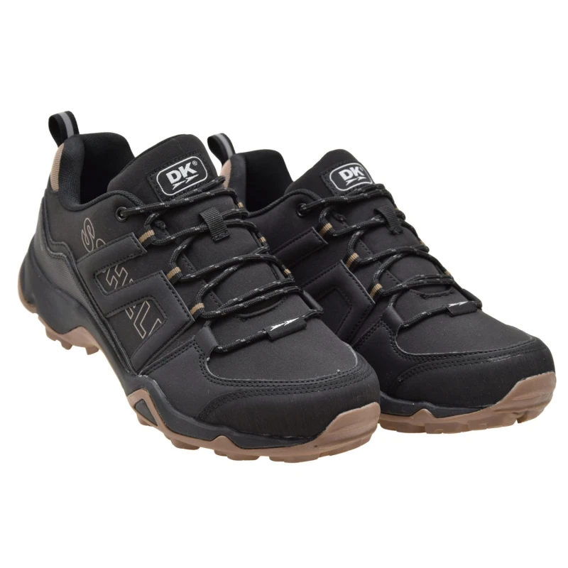 Lekkie buty trekkingowe męskie DK softshell czarne, sznurowane sneakersy outdoor na spacer i wycieczki (2).jpg