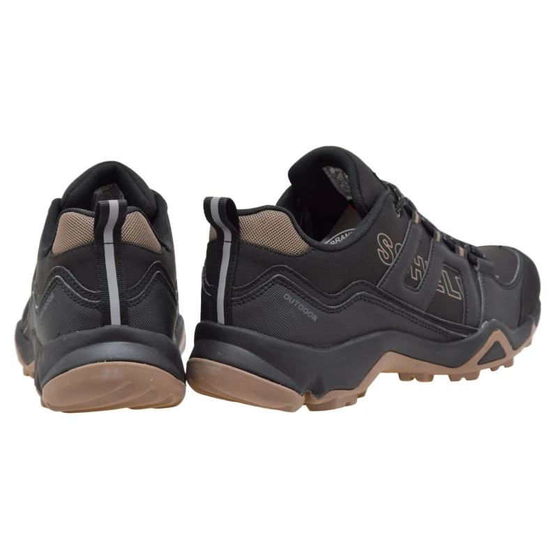 Lekkie buty trekkingowe męskie DK softshell czarne, sznurowane sneakersy outdoor na spacer i wycieczki (3).jpg